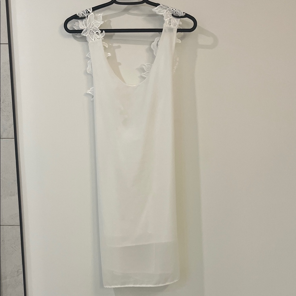 White Lace-Trim Women's Swim Coverup